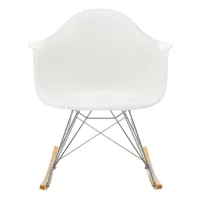 vitra - fauteuil à bascule eames plastic rar chromé - blanc/assise polypropylène/structure chromé/ érable doré/pxhxp 63x76x81cm